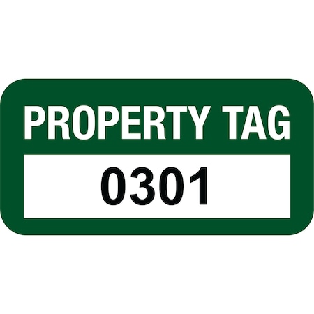 Lustre-Cal VOID Label PROPERTY TAG Green 1.50in x 0.75in  Serialized 0301-0400, 100PK 253774Vo1G0301